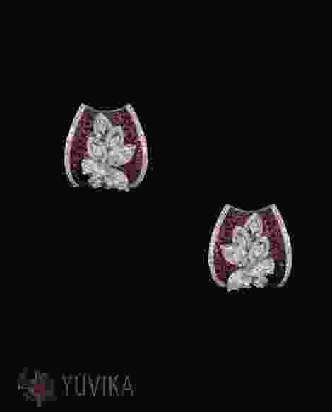 CHIC DIAMOND EARRINGS - STUDS - RUBY