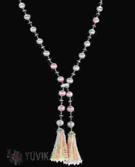CHIC DIAMOND NECKLACE - PEARLS & TASSELS