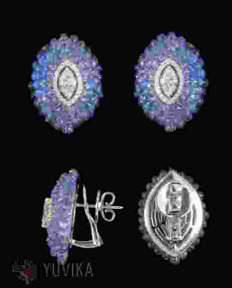 CHIC DIAMOND- TANZANITE EARRINGS-STUDS