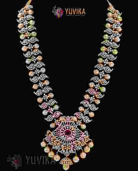 DIAMOND NECKLACE - DETACHABLE HARAM - VADDANAM - JADA