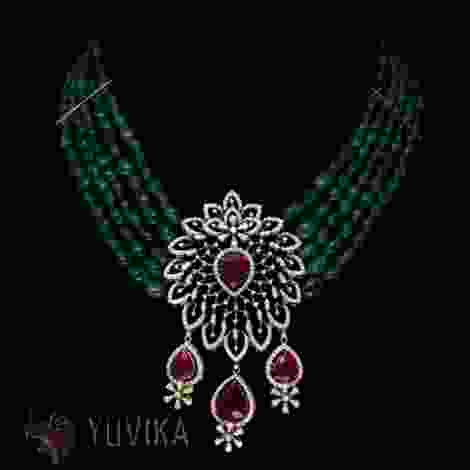 DIAMOND NECKLACE - MERALD BEADS