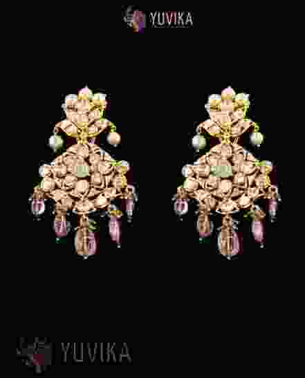 DIAMOND POLKI EARRINGS - 18 K