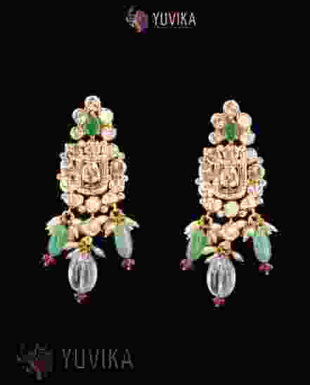DIAMOND POLKI EARRINGS -18 K