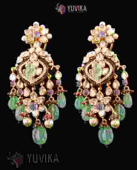 DIAMOND POLKI EARRINGS -18 K