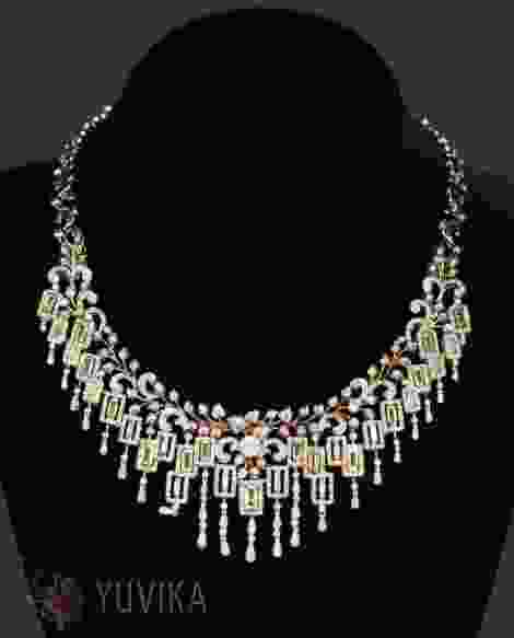 Diamond Necklace with Yellow Sapphire color stones