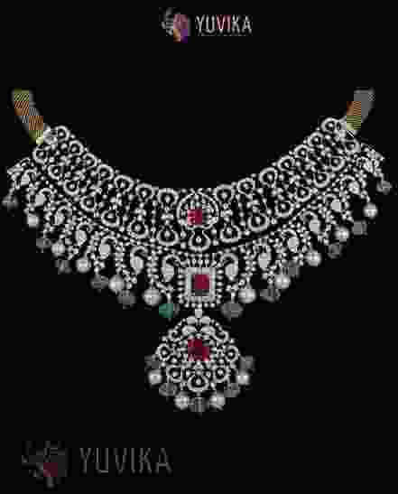 DIAMOND NECKLACE - DETACHABLE CHOKER, PRINCESS, PENDANT