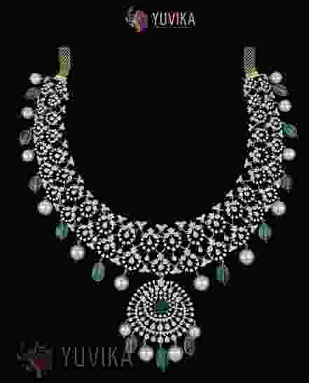 DIAMOND NECKLACE- DETACHABLE HAARAM - PENDANT