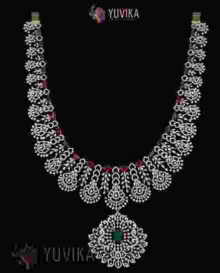 DIAMOND NECKLACE - DETACHABLE HAARAM, PENDANT