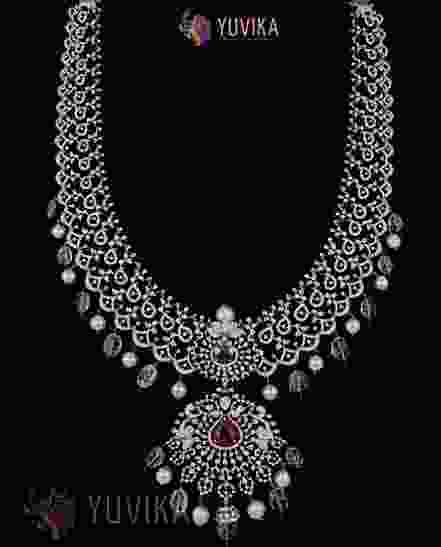 DIAMOND NECKLACE- DETACHABLE HAARAM - PENDANT