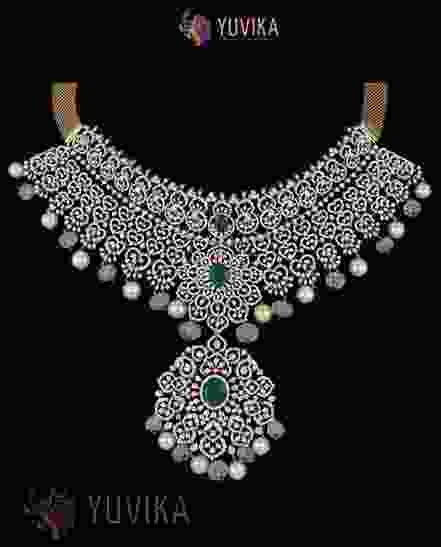 DIAMOND NECKLACE - DETACHABLE CHOKER - PRINCESS - PENDANT