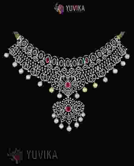 DIAMOND NECKLACE - DETACHABLE CHOKER - PRINCESS - PENDANT