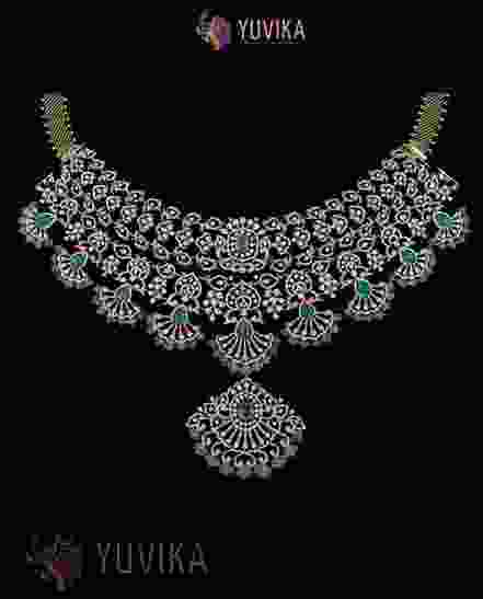 DIAMOND NECKLACE-DETACHABLE CHOKER - PRINCESS - PENDANT