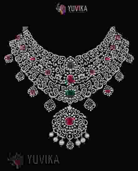 DIAMOND NECKLACE DETACHABLE CHOKER, PRINCESS, PENDANT