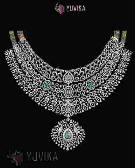 DIAMOND NECKLACE DETACHABLE CHOKER, PRINCESS, PENDANT