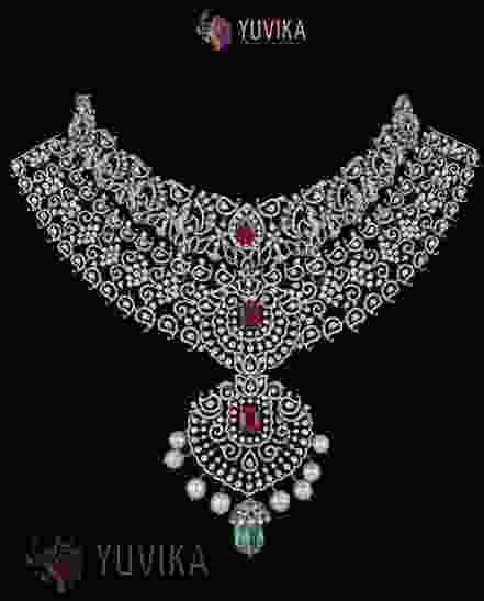 DIAMOND NECKLACE DETACHABLE CHOKER, PRINCESS, PENDANT