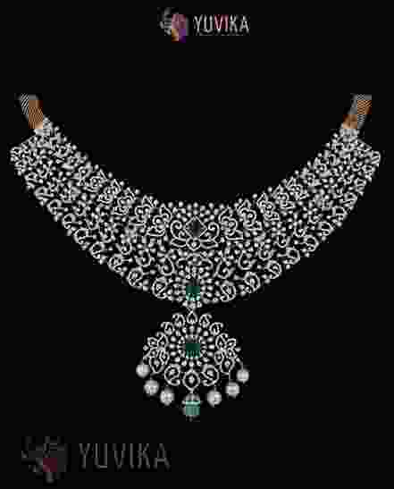 DIAMOND NECKLACE DETACHABLE CHOKER, PRINCESS, PENDANT