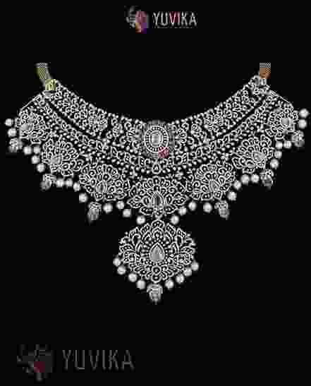 DIAMOND NECKLACE DETACHABLE CHOKER, PRINCESS, PENDANT