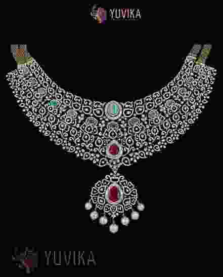 DIAMOND NECKLACE CHOKER, PRINCESS, PENDANT