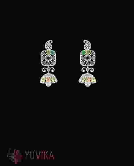 DIAMOND EMERALD EARRINGS- JHUMKAS
