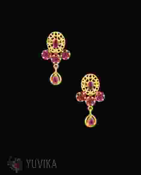 GOLD EARRINGS -STUDDED-  HANGINGS