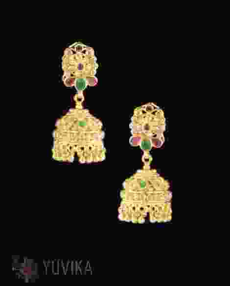 GOLD EARRINGS - STUDDED JHUMKAS
