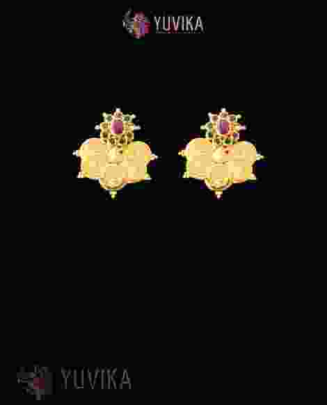 22K Gold Studded Earrings with pearls or Gem Stones