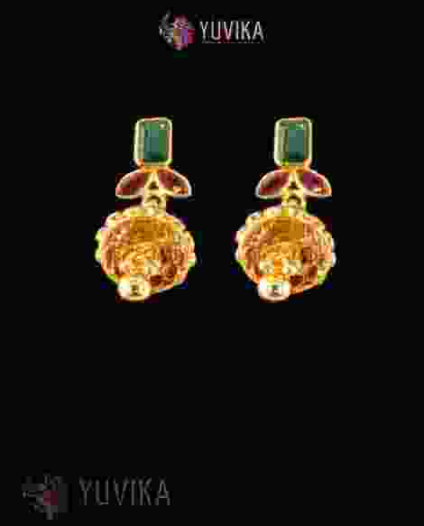 22K Gold Studded Earrings with pearls or Gem Stones
