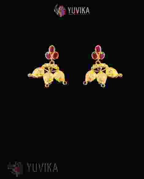 22K Gold Studded Earrings with pearls or Gem Stones