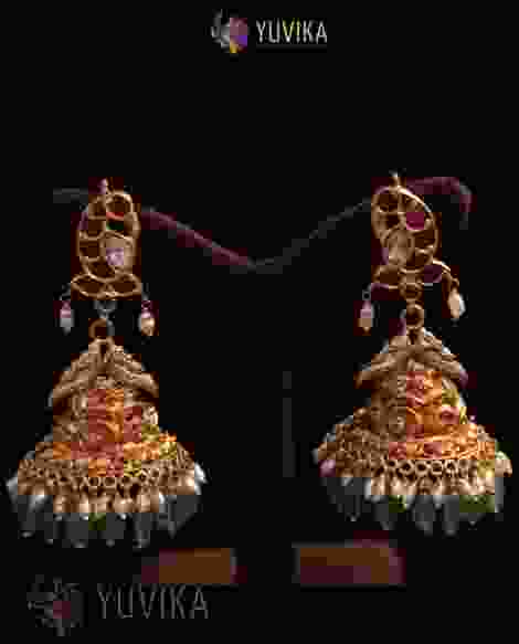 22k Studded Gold Kundan Earring