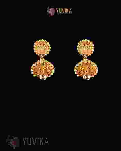 22K Gold Earrings studded with Pearls and Gem Stones