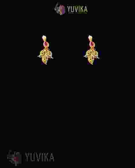 22K Gold Earrings studded with Pearls and Gem Stones