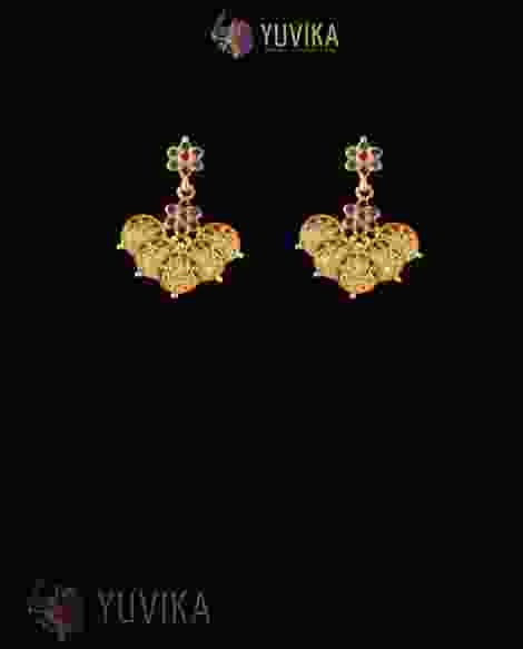 22K Gold Earrings studded with Pearls and Gem Stones