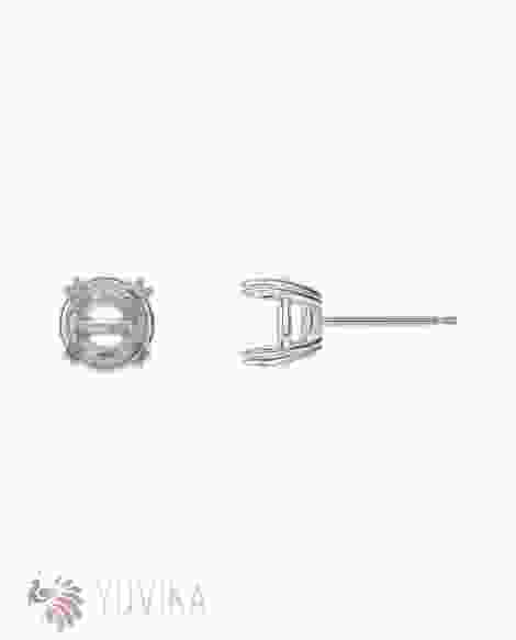 Solitaire Earring Setting 6.5mm - Four Prong - White