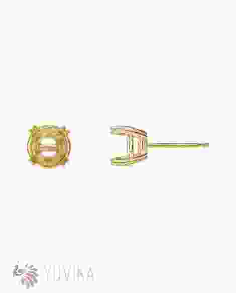 Solitaire Earring Setting 6.5mm - Four Prong -Yellow 