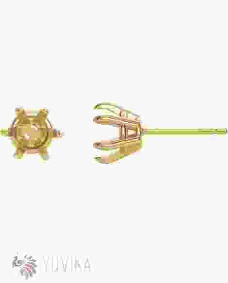 Solitaire Earring Setting 6.5mm - SixProng -Yellow 