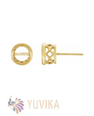Solitaire Earring Setting 6.5mm -  Bezel Set  -Yellow 